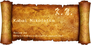 Kabai Nikoletta névjegykártya